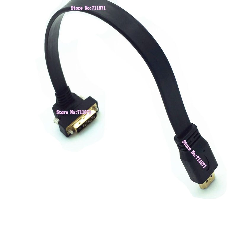 30cm short DVI HDMI cable line 90 degree Right Angle bend DVI to HDMI Line cable Right Angle 90 Degree Bend DVI HDMI cable wire