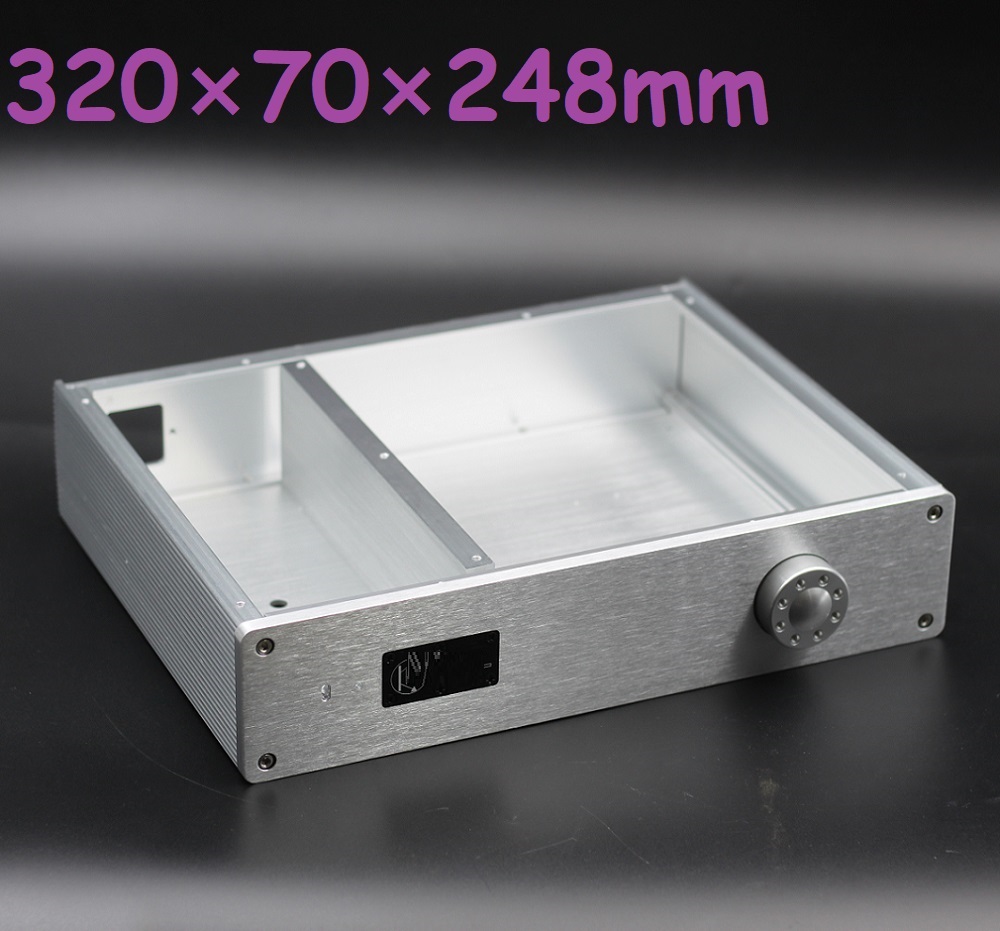 320x70x248mm Hifi Power Amplifier Chassis DIY Anodized Aluminum Earphone Music Box Prea Amp Housing Rear Class Partition Shell