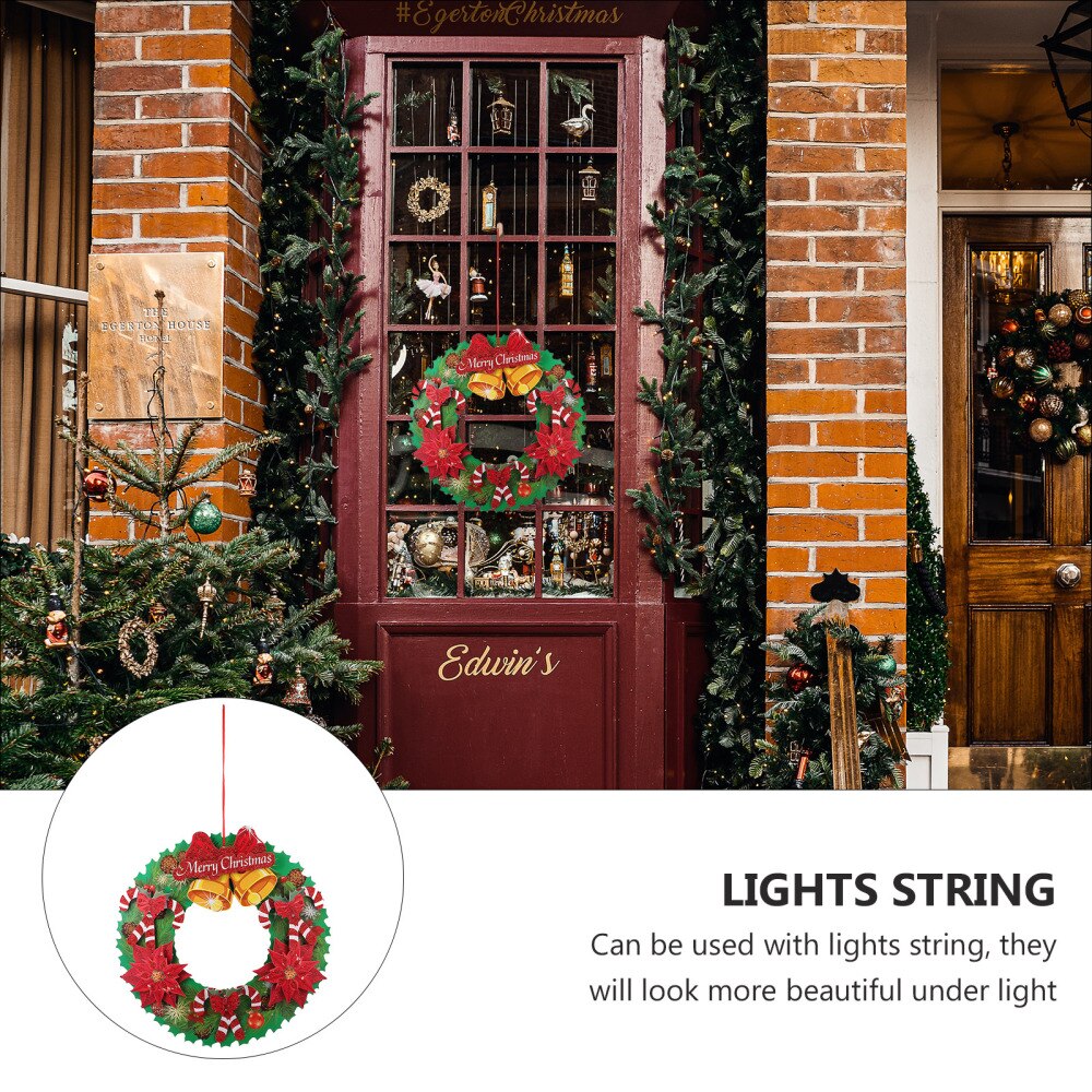 2Pcs Paper Wreath Decorative Wreath Christmas Hanging Wreath Paper Door Wreath Christmas Door Wreath for Window Wall