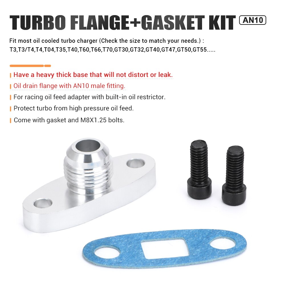 Wakects Aluminum Turbo Oil Drain Flange Turbo Return Flange T3 T4 GT55