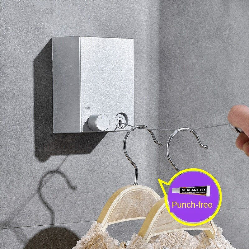 Double rangée corde à linge mural rétractable sèche-linge en acier corde mur cintre sèche-linge intérieur ligne de vêtements WY41002
