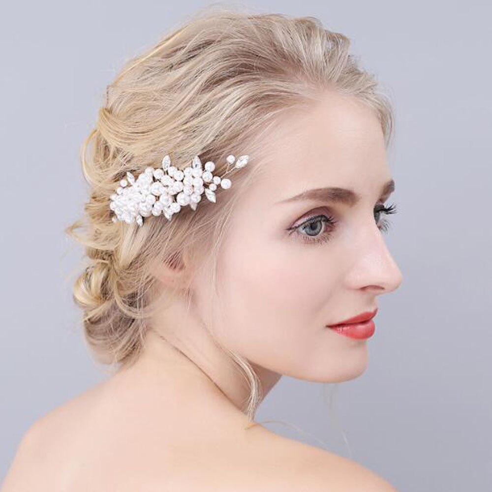 Gold Wedding Hair Comb Rhinestone Hair Clip-Flower Hair Comb Handmade Bridal Hair Accessories for Bridal and Bridesmaid