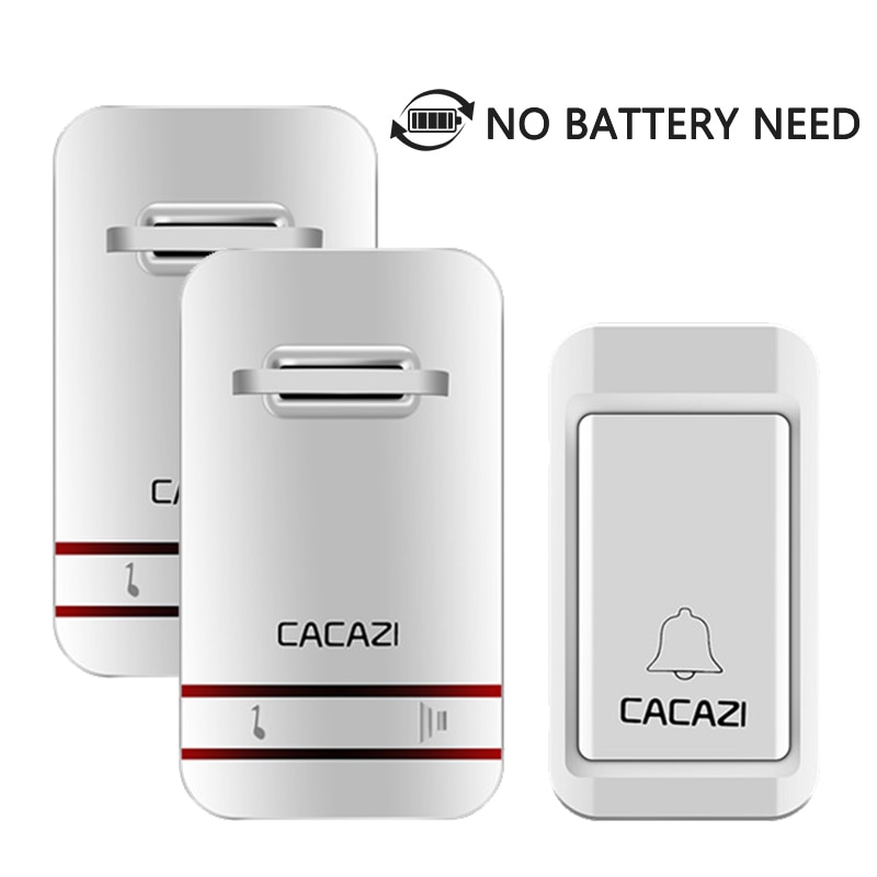 Eu Plug No Need Batterij Led Draadloze Deurbel Waterdichte Kinetische Elektronische Deurbel Met 1 Deurbellen Drukknop + 2 ontvangers