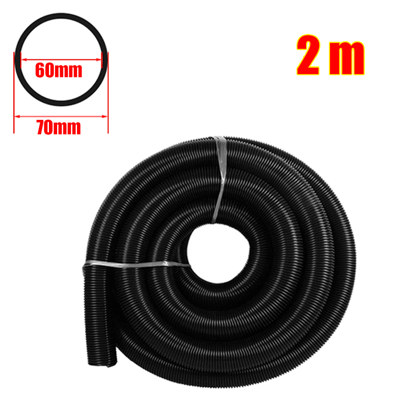 Inner 60mm Household Vacuum Cleaner Thread Hose Straws Factory Bellows Vacuum Tube Soft flexible EVA Hose Pipe Replacement Part: Black-2m