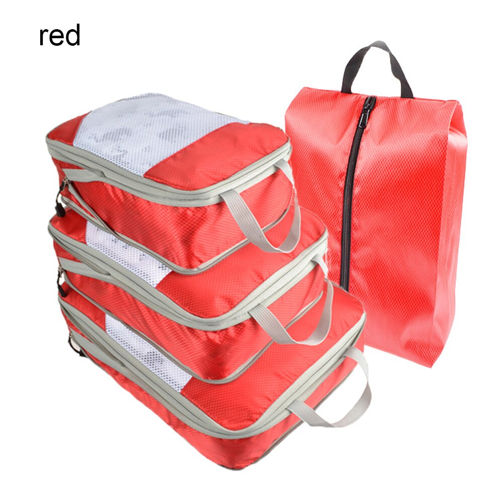 1pc/4pcs Compression Packing Cube Nylon Storage Bag Foldable Organizer Durable Travel Luggage Bag for Shoes Clothes: 4pcs A