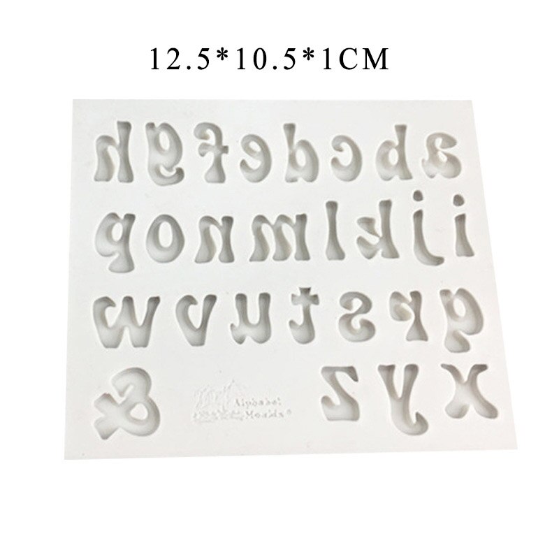 Moldes de arcilla para dulces 3D, herramientas de decoración de pasteles, molde de silicona, letras del alfabeto, mayúsculas, letras minúsculas: lowercase white