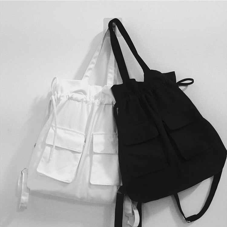 Rugzak dames preppy schooltassen voor tieners meisjesrugzak straatstijl onregelmatige vrouwelijke canvas reistassen wit