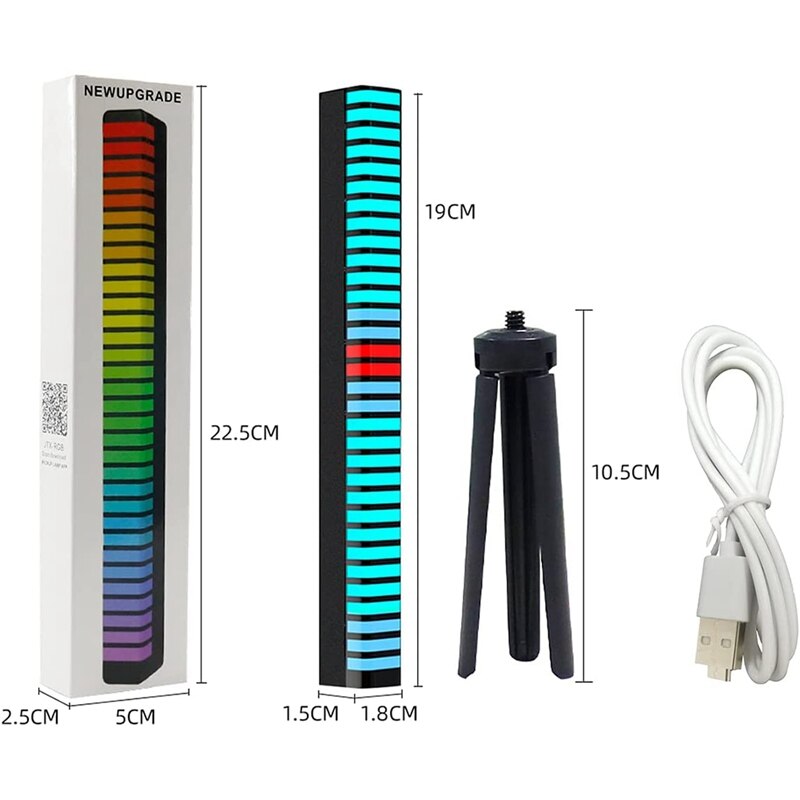 Retail RGB Light Bar,32 Bit Sound Activated LED Lights,3D Sound Control Rhythm Lights,For Car,Gaming,PC,TV, Desktop,Room