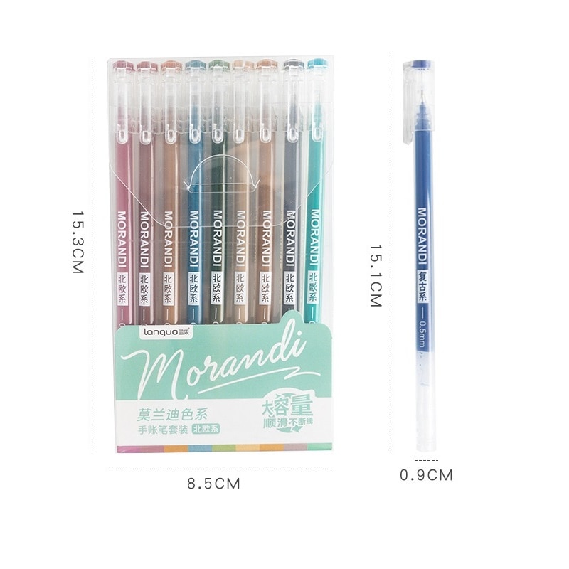 9 st morandi grå penna set multi färg gel bläck pennor vintage markör liner 0.5mm kulspets brevpapper kontor skola  a6037