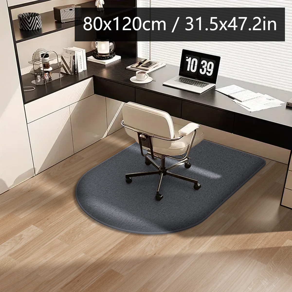 Solid color computer chair mat flannel floor mat thickened desk swivel chair arched carpet study soft dressing table foot mat: Yellow
