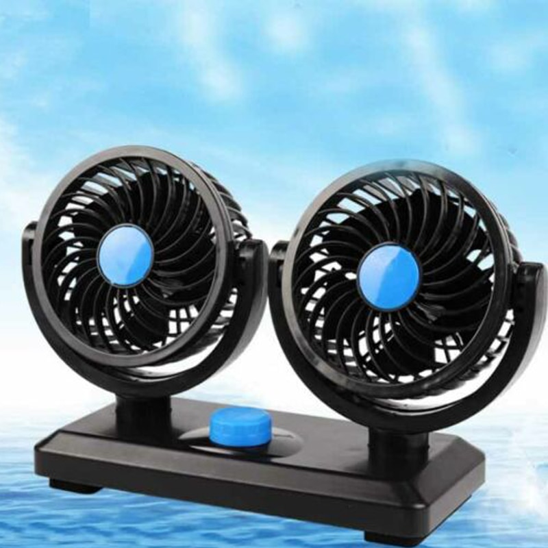 12 v auto bil oscillerande skåpbil bil dubbel fläkt instrumentbräda kylare luftkonditionering ventilationsfläkt dubbelt huvud blå biltillbehör
