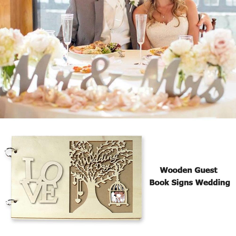 Wooden Wedding Guest Signs Book Rustic Sweet Romantic Love Hollow Guestbook Home Decor