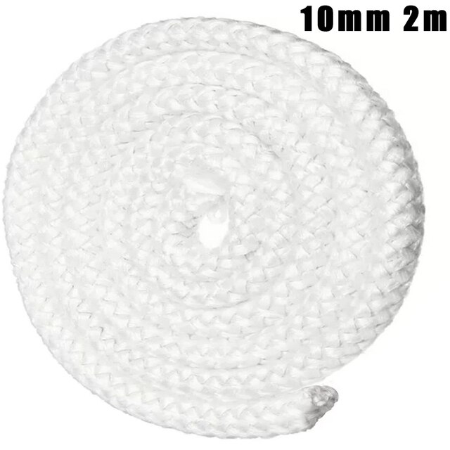 Cuerda de sellado para quemador de madera, reemplazo de cable de vidrio de alta temperatura para chimenea y puerta de estufa, color blanco, 6/8/10/12mm, 2m: 10mm 2m