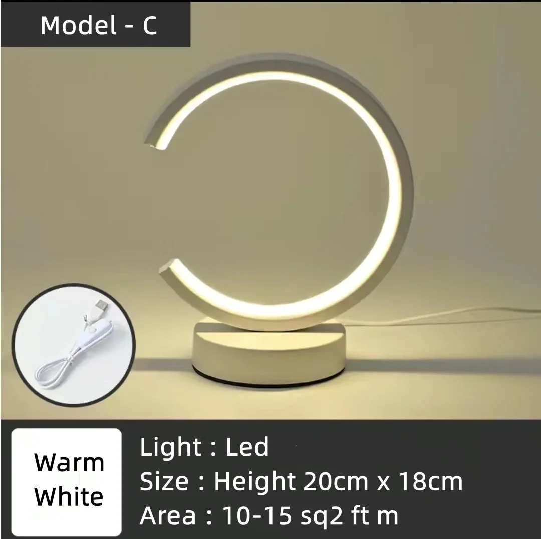 20cm led enkel sirkulær ringbordlampe soverom nattbord stue restaurant hotell dekorativ lampe dimbar rund nattlampe: Gul / Blå