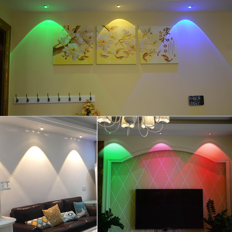 LED Plafond Lamp 9W Down Verlichting RGB Met Afstandsbediening Verzonken gloeilampen AC220V 3W Downlight verjaardagsfeestje Kleurrijke lichten