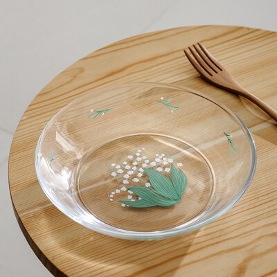 Cutelife klokke orkidé hærdet glas plade retro vintage simpel salat fad dessert plade stativ til kage snack bakke bryllupsplader: Dyb skål