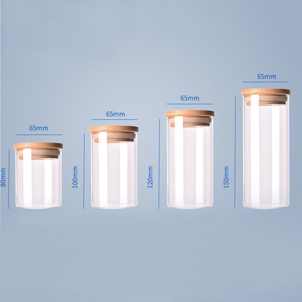 Organizador de vidro transparente, garrafa de armazenamento de vidro de borosilicate para cozinha, ingrediente de alimentos, jarra de armazenamento de biscoito