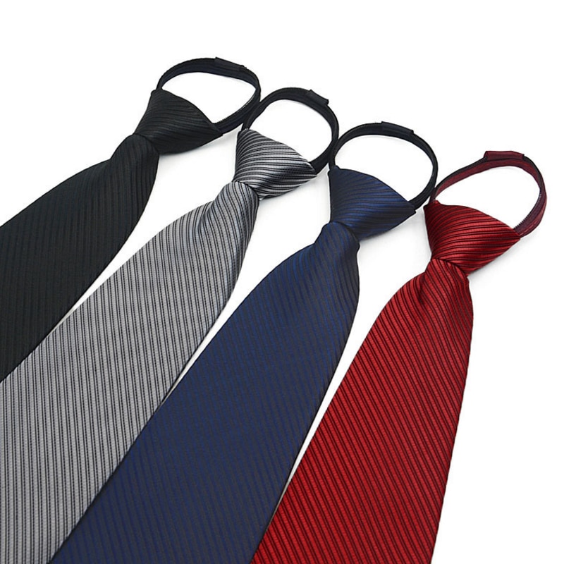 Faroonee Men's Zipper Tie Commercial Formal Suit Lazy Neck Ring Necktie Neck Tie Striped Male Wedding Narrow Cravate