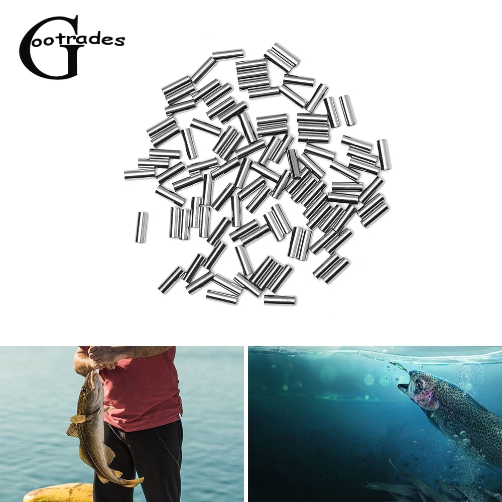 100 pièces fil de pêche Tube rond cuivre ligne de pêche en aluminium sertissage manchon cuivre Tube 1.0-2.8mm mer ligne Tube accessoires de pêche