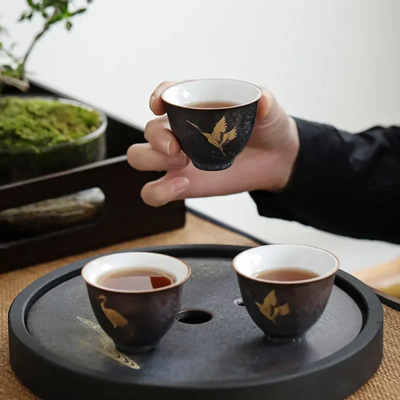 Taza de té de cerámica Vintage china, tazón de té de cerámica hecho a mano, taza de meditación Personal de viaje portátil, juego de té para el hogar, tazas maestras