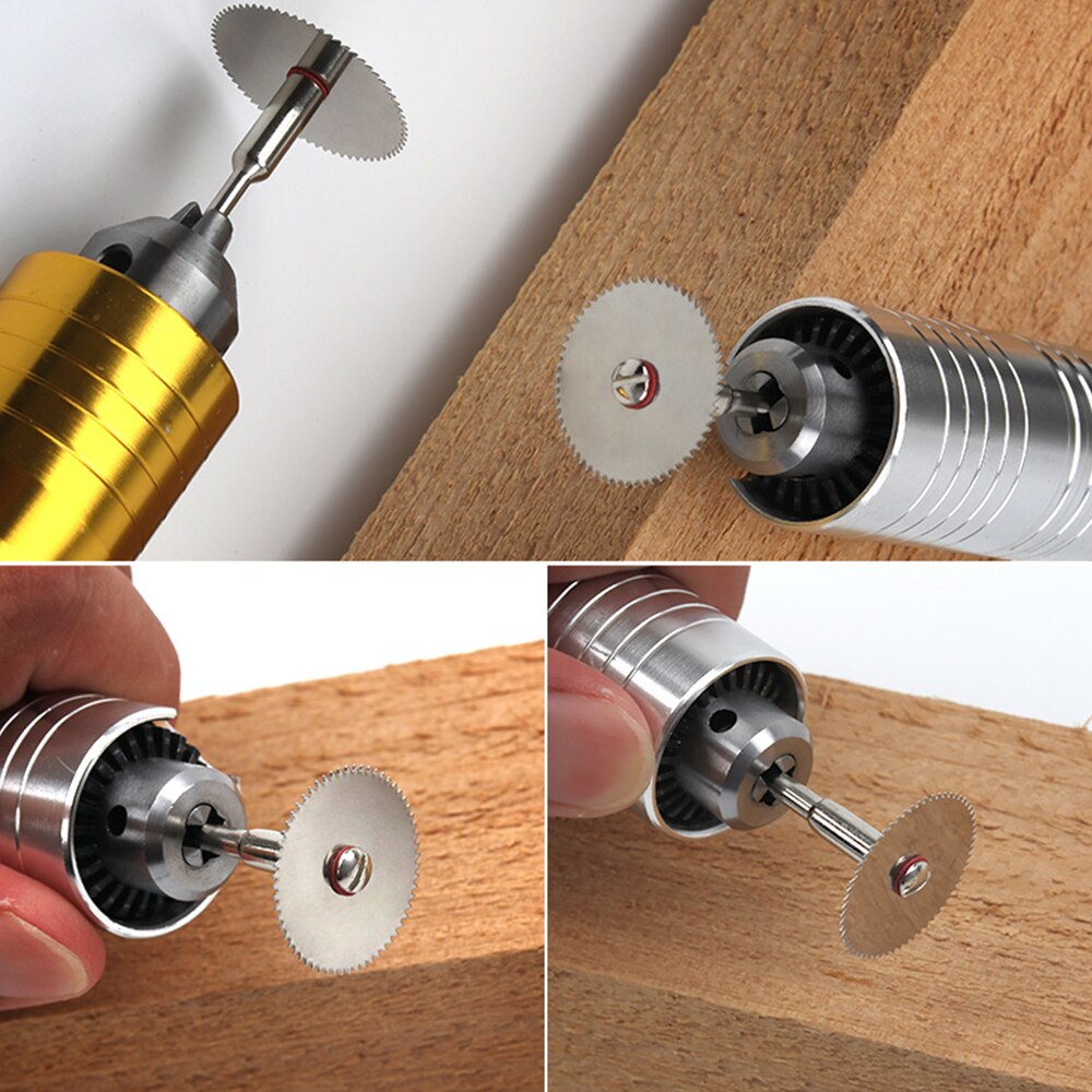Stainless Steel Slice Metal Mini Circular Saw Blade Set with Mandrel Wood Cutting Disc for Dremel Rotary Tools Wood Cutter Wheel