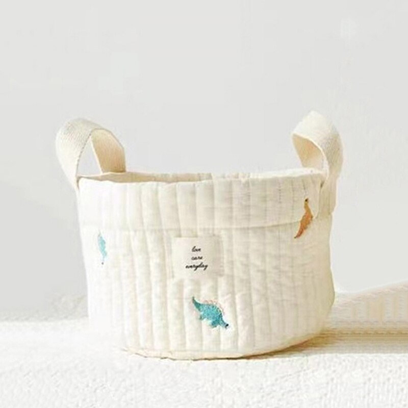 Sacs à couches brodés ours fleur pour bébé garçon fille -né sac à couches organisateur pour maman vêtements jouets sac de rangement panier: small dinosaur