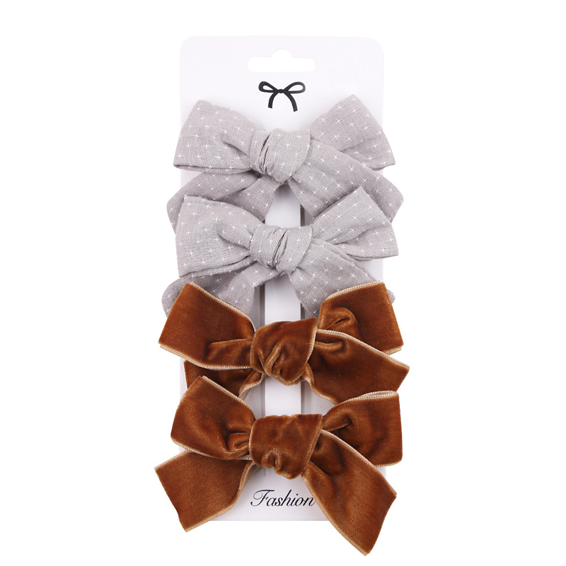 Baby Bogen Haarnadel Mädchen Haar Clip Baumwolle Spitze Barette Für freundlicher Headwear Säuglings Blumen Karierten Clips Babys Nette Zubehör 3/4Stck: 12