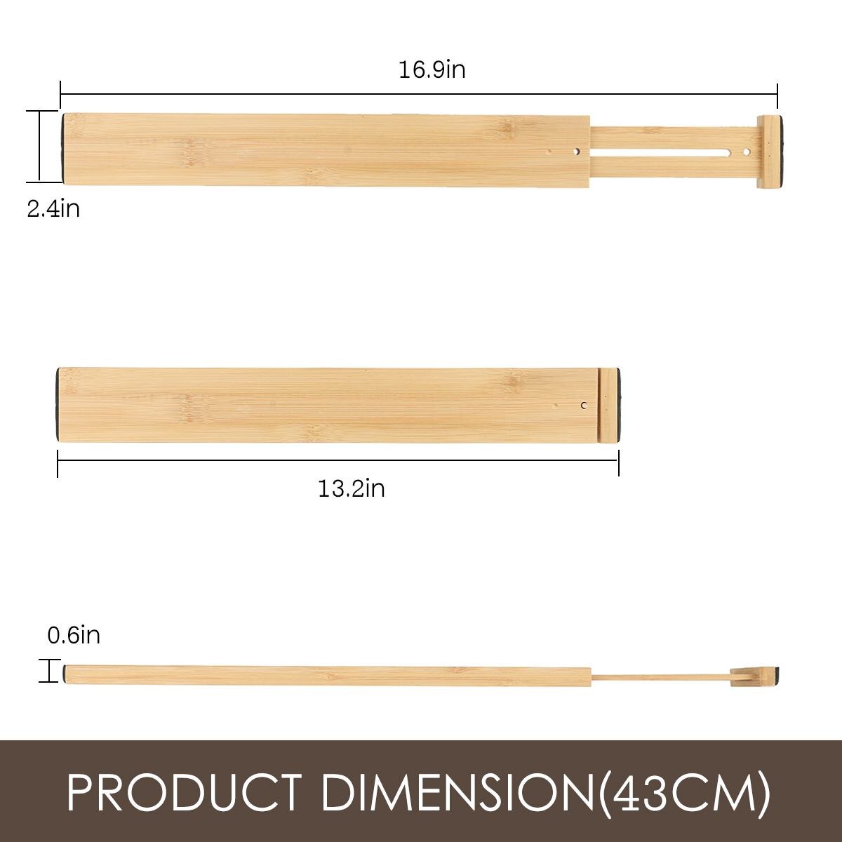 4pcs Adjustable Bamboo Drawer Dividers Wood Organizer Dividers Bedroom Baby Adjustable Bamboo Drawer Dividers for Underwear: 43cm