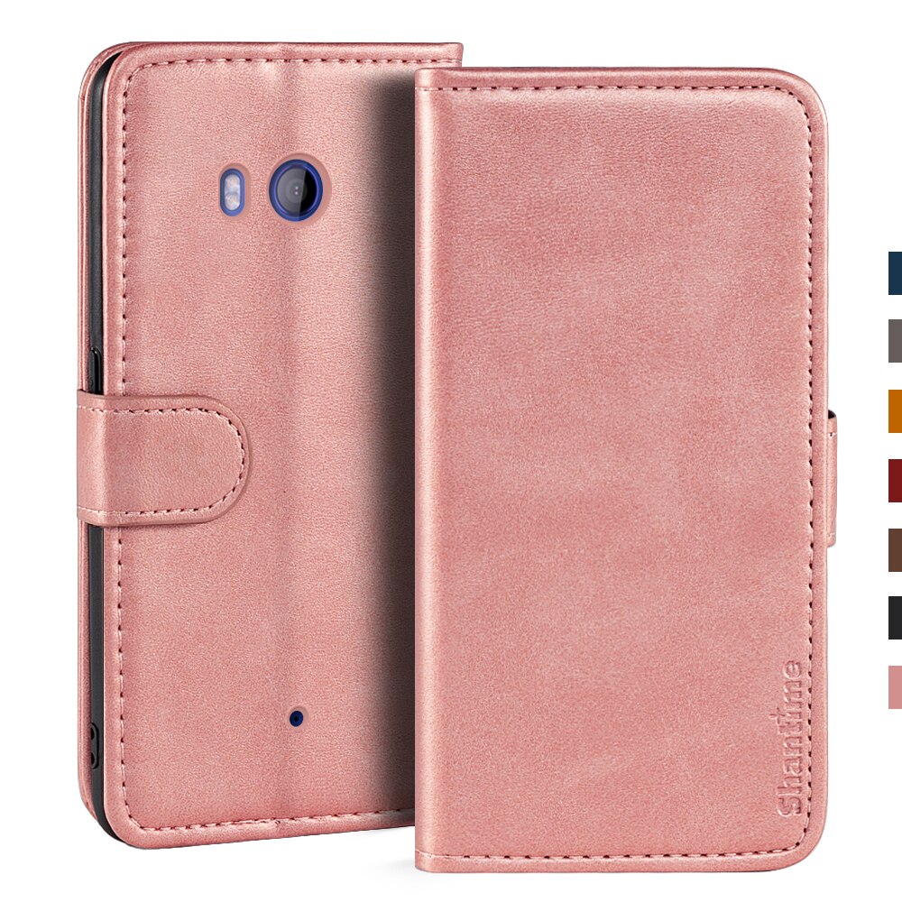 Funda magnética de cuero para HTC U11, carcasa con soporte para teléfono: Rose gold