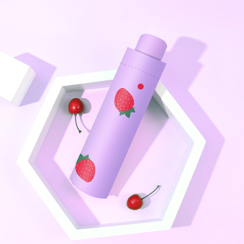 Leuke Vrouwen Paraplu Verse Meisje Kleine Aardbei Regen En Zon Tweeërlei Gebruik Paraplu Macaron Kleur Vinyl Zon Bescherming parasol: 1 light purple
