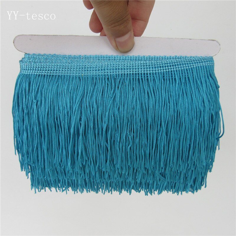 YY-tesco 10 Yard 10CM Long Lace Fringe Trim Tassel Fringe Trimming For Diy Latin Dress Stage Clothes Accessories Lace Ribbon: Lake Blue