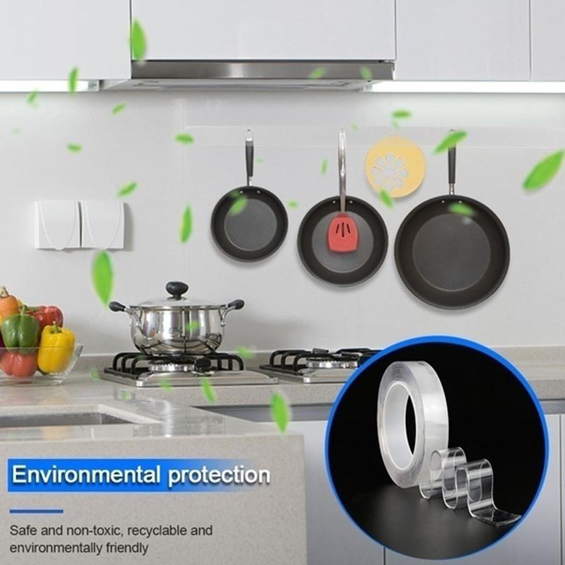 1M/3.0M/5M Sturdy Reusable Nano Adhesive Tape Seamless Tape Nano Invisible Adhesive Shear Key Kitchen Utensils Home Garden
