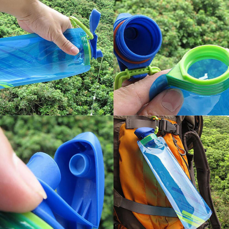 Opvouwbare Zacht Water Zak 700Ml Herbruikbare Draagbare Ultra-Licht Outdoor Sport Wandelen Camping Vervoer Water Zakken