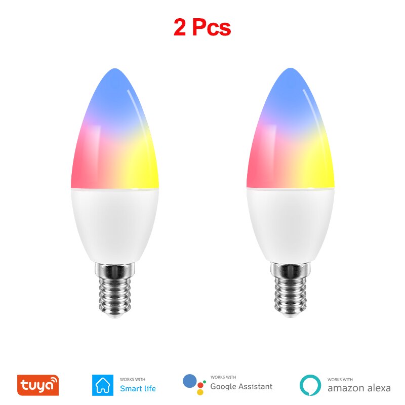 Tuya smart wifi led-pære 4w,  dimbar smart lyspære  e14 rgb 16 millioner farger, kompatibel med alexa google home smart life: Default Title
