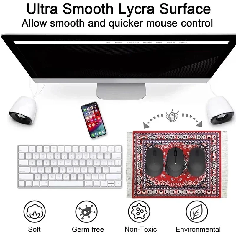 Woven flower Persian carpet small coaster merchants mouse pad desk mat retro style rubber non-slip computer mats