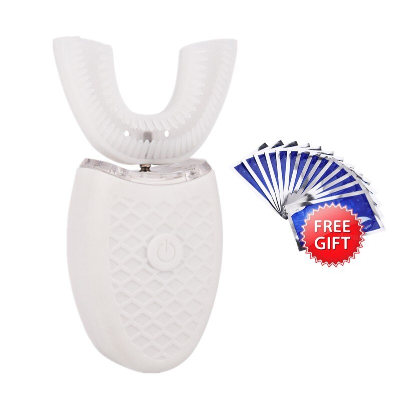 Szczoteczka elektryczna w kształcie litery U w pełni automatyczna szczoteczka ultradźwiękowa niebieskie światło silikonowa szczotka robić zębów pielęgnacja jamy ustnej czyszczenie zębów 35: DC127WKQ089