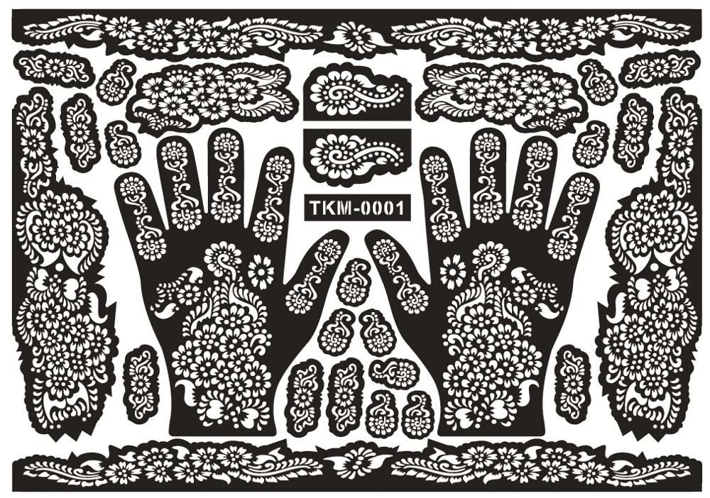 Tattoo Templates Hands/Feet Henna Tattoo Stencils for Airbrushing Mehndi Body Painting