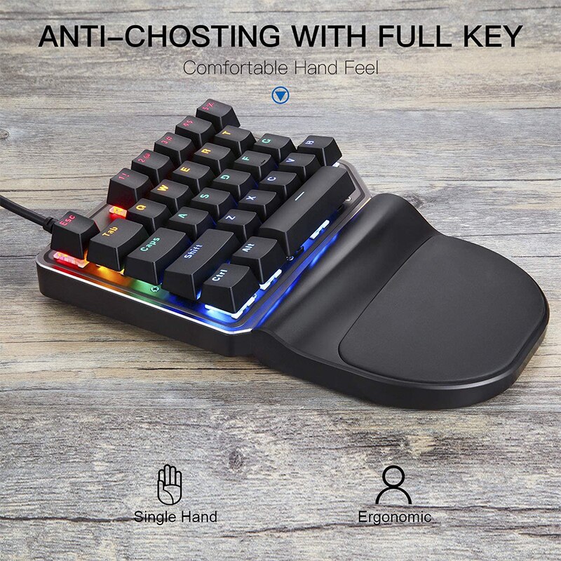 Original Motospeed K27 One-Handed Mechanical Gaming keyboard RGB Backlight USB Wired Mini Keyboard for PS4 Xbox Computer gamer