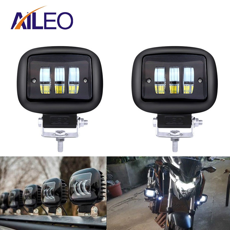 AILEO-luces led para coche, barra de luz de trabajo de 12V, 24V, 30W, 6000k, todoterreno, ATV, yate, 4x4