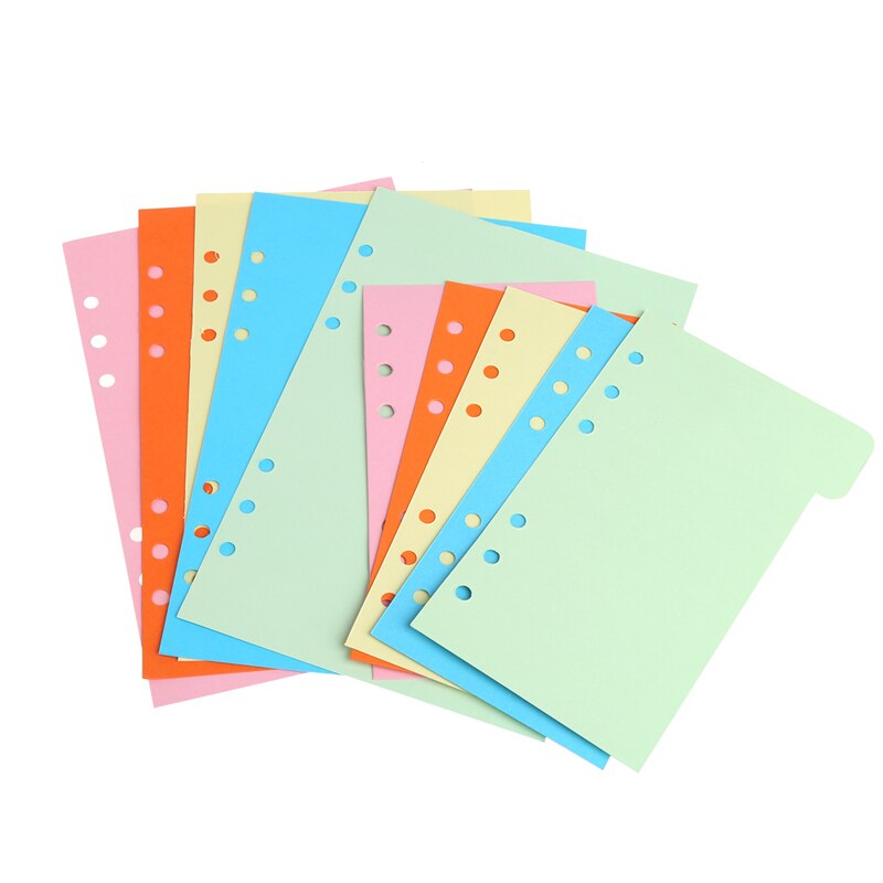 5Pcs/set Refills Separate Page 6 Hole Blank Colorful Paper for A5 A6 Loose Leaf Binder Notebook Agenda Planner