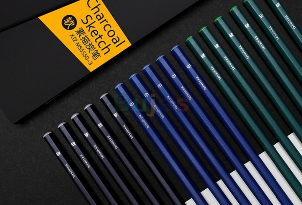 12pc/set Charcoal pencil Set Wood Charcoal pencil Student Art Sketch Painting Supply for adult kids Draw graphic pencil set tin