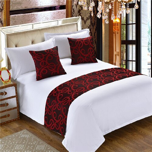 Rayuan moderne polyester hotel sengetæppe dobbelt lag seng runner kaste sengetøj beskytter enkelt dronning konge seng hale håndklæde: Dronning 50 x 210cm