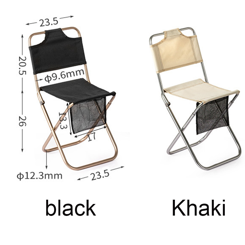 Folding Chair with Backrest Storage Pouch Portable Picnic Camping Fishing Foldable Stool HA