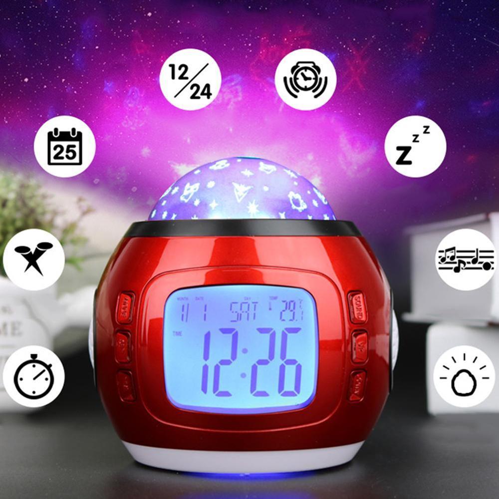 Muziek sterrenhemel kleurrijke projectie wekker kamer nachtlampje decoratie projectorlamp kleurverandering multifunctioneel gloeiend