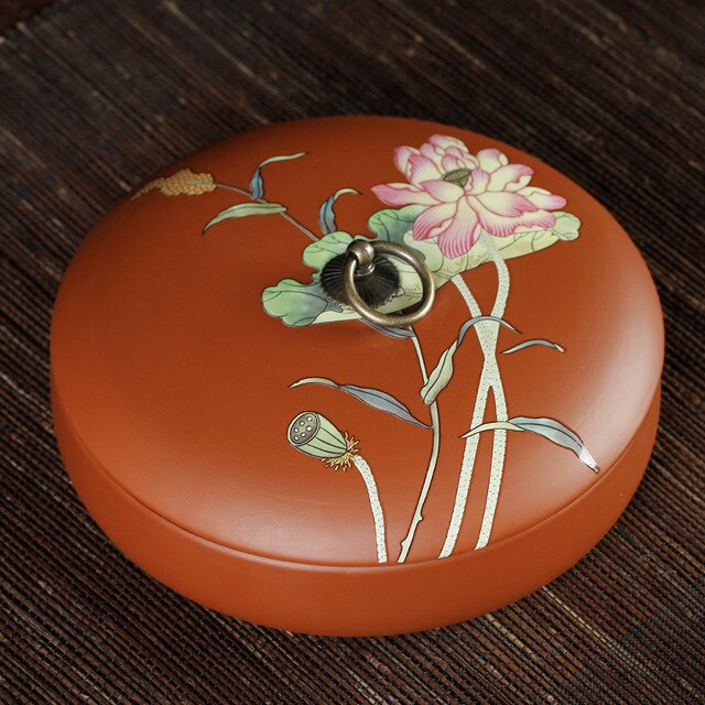 Caja de almacenamiento de té de estilo chino Puer, cajas de sellado de de arte púrpura Natural, tarros de café, granos, recipiente de Caddy, bandeja de caramelos y nueces: Pattern 3