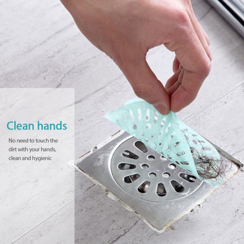 10 Stuks Wegwerp Badkamer Gootsteen Haar Zeef Stopper Filter Sticker Badkamer Douche Drain Cover Sticker Haar Filter Wastafel