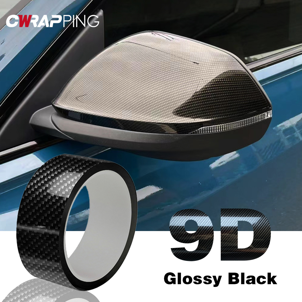 Película adhesiva de fibra de carbono 9D negra de alto brillo para coche, pegatinas de ajuste de carrocería, vinilo adhesivo para calcomanías de cubierta de coche y motocicleta