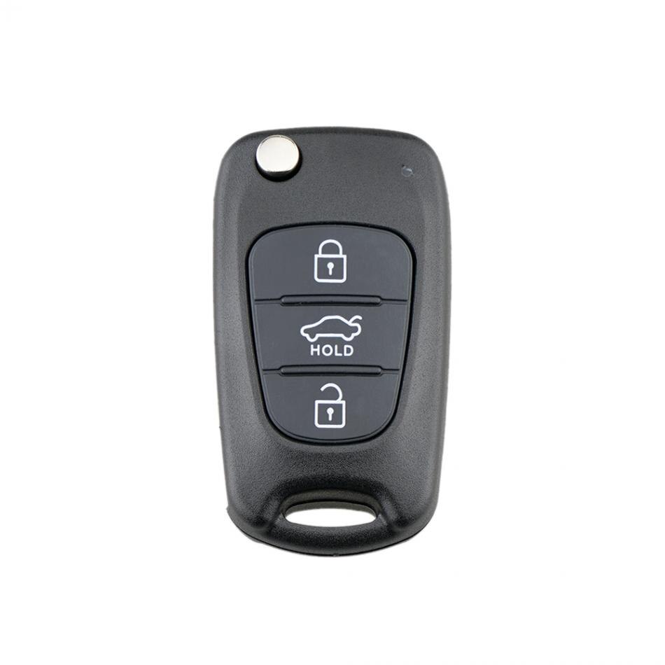 3 Buttons Black Plastic Car Key Fob Case Shell Replacement Flip Folding Remote Cover Fit for Hyundai / Kia