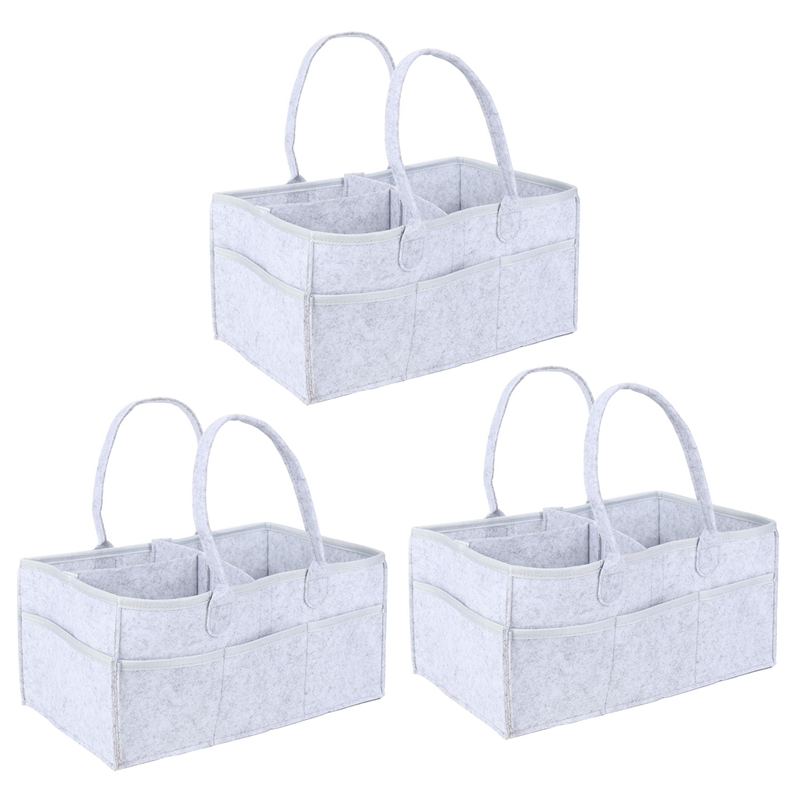 Baby Luier Caddy Organizer -100% Katoen Baby Mand Bin met Verwijderbare Divider -Draagbare Tote Bag Opbergmand voor Jongen & Meisje Kwekerij Organisatie (Wit & Geel Bonte