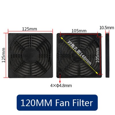 Abs dammtät fläktfilter nylonplatta för pc-datorhölje kylfläktskydd datorventilatorgrill: 120mm